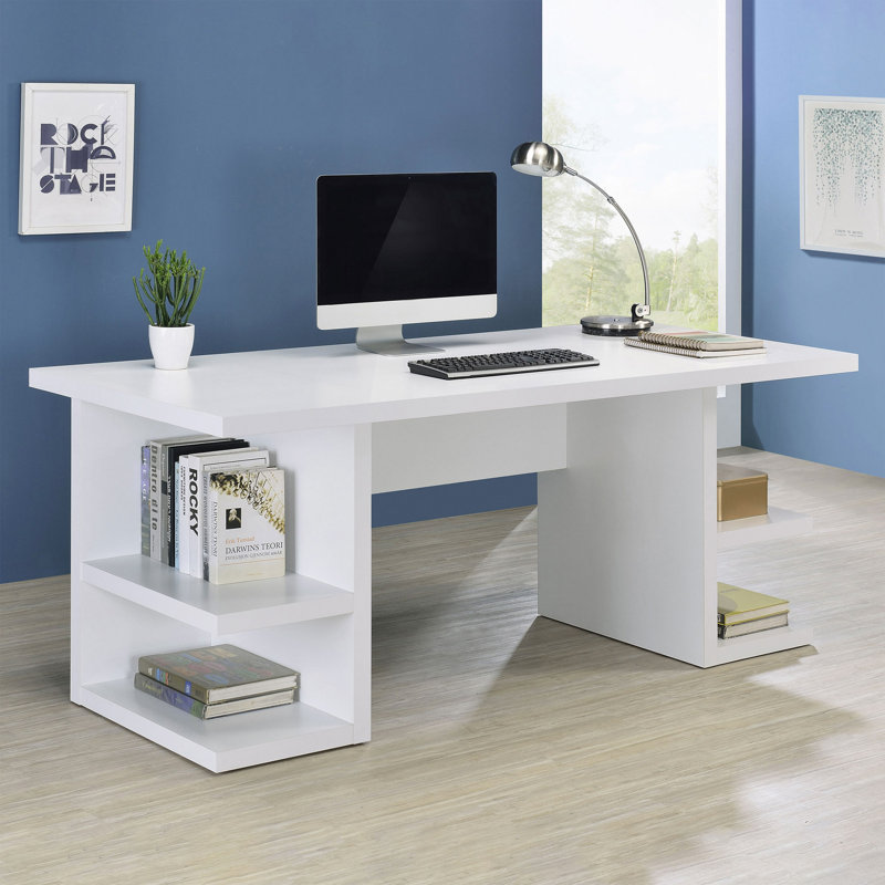 Bureau d'écriture blanc à 4 tablettes