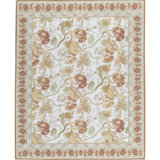 Hand-Knotted High-Quality Ivory and Green Area Rug