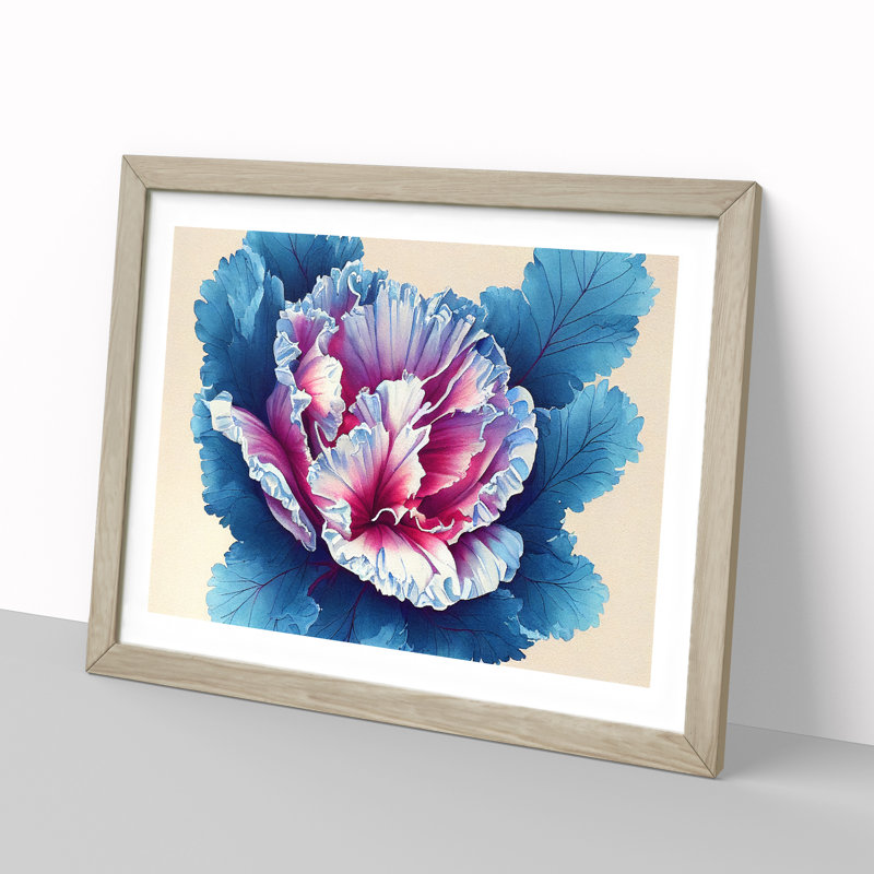 Watercolour Carnation Flower - Painting, Oak Framed, 25cm H x 34cm W x 2cm D