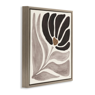 Art mural moderne sur toile flottante encadrée Modern Neutral Bloom par Veronique Charron