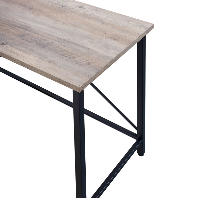 Kosiur Metal Base Writing Desk, Gray Oak