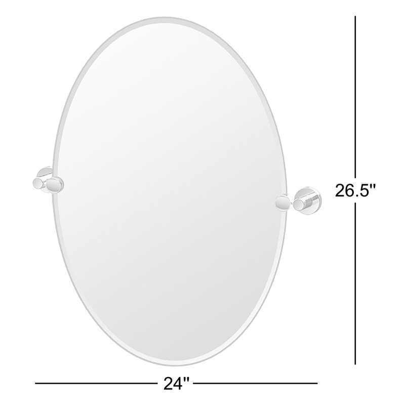 Meuble-lavabo moderne et contemporain Glam | Miroir ovale sans cadre 26,50 ", Nickel satiné