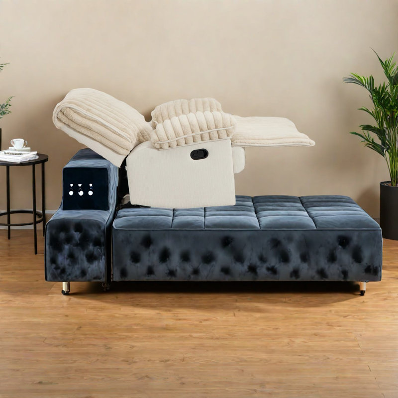 Canapés inclinables compacts ergonomiques en fausse fourrure beige