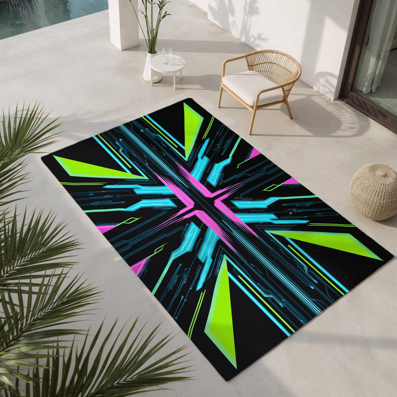 Tapis intérieur et extérieur Pulse Fragments, Rectangle 1 pi 6 po x 2 pi 6 po