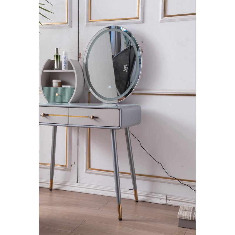 Coiffeuse simple avec tabouret et miroir