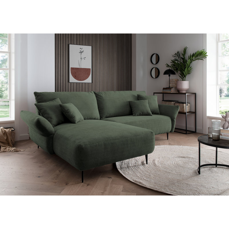 Chicago 4 Seater Sofa & Chaise, Dark Green