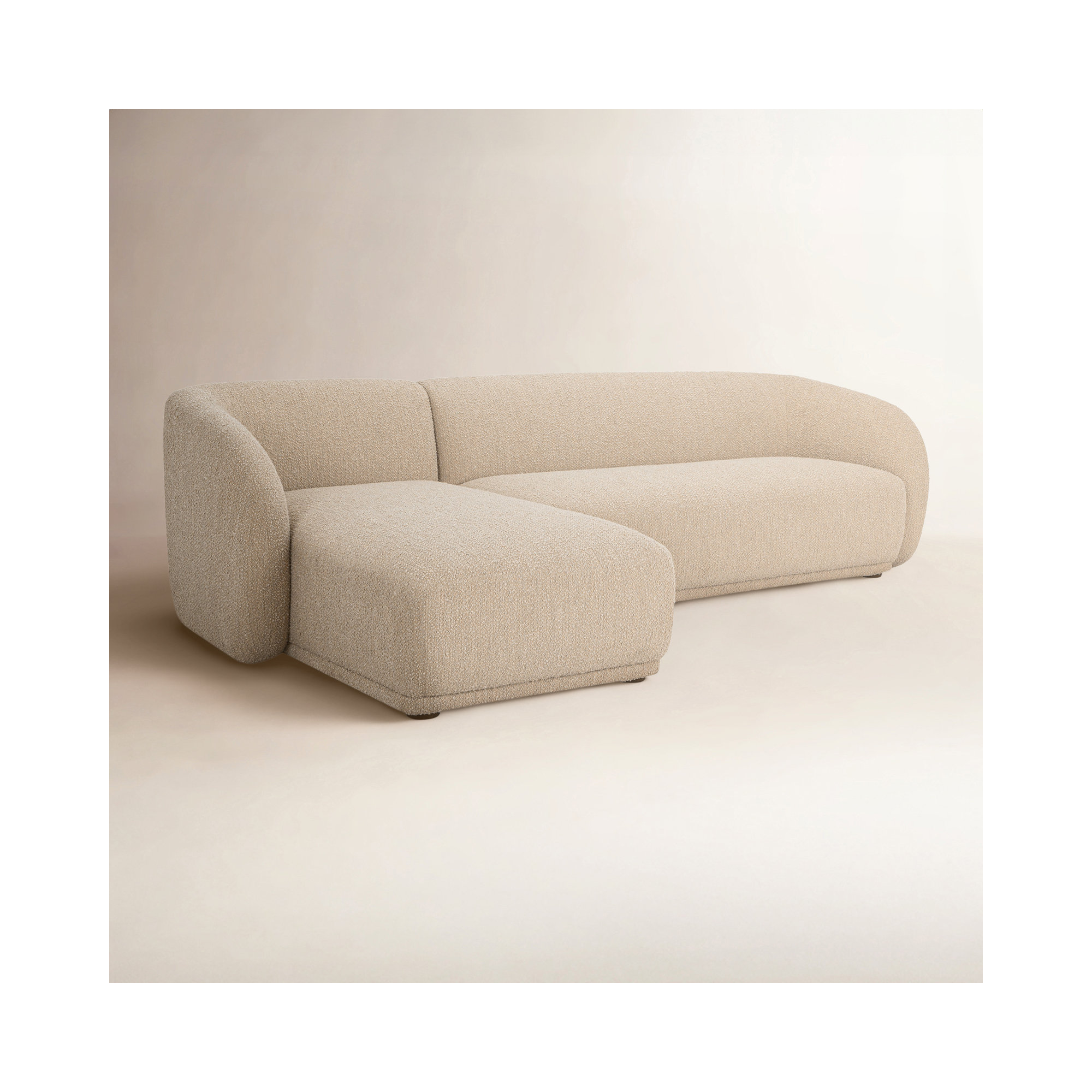 Penelope 2-Piece Upholstered Sectional , Natural Bouclé, Left Hand Facing