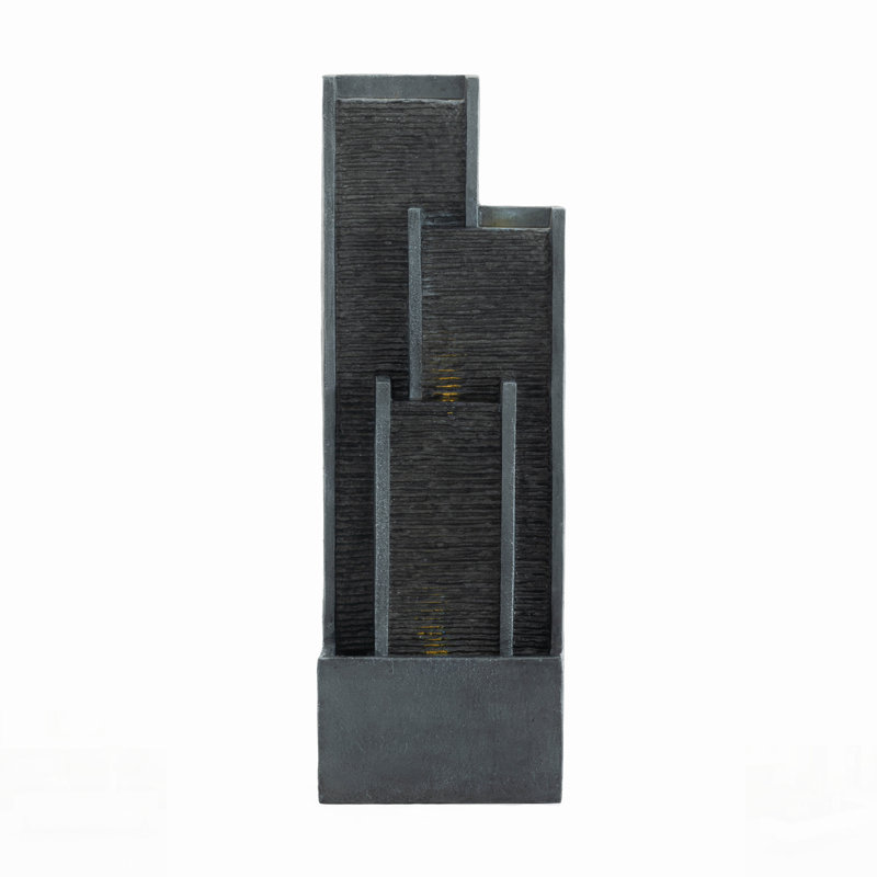 Modern Outdoor Water Fountain, Floor Standing Cascading Waterfall With Contemporary Curves, Suitable For Porch, Office, Home Garden, Patio
