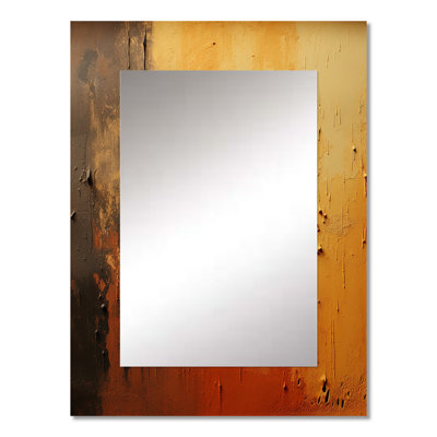 Orange Chaos Collage II - Abstract Collages Decorative Mirror, Modern Wall Mirror, Printed Metal Art