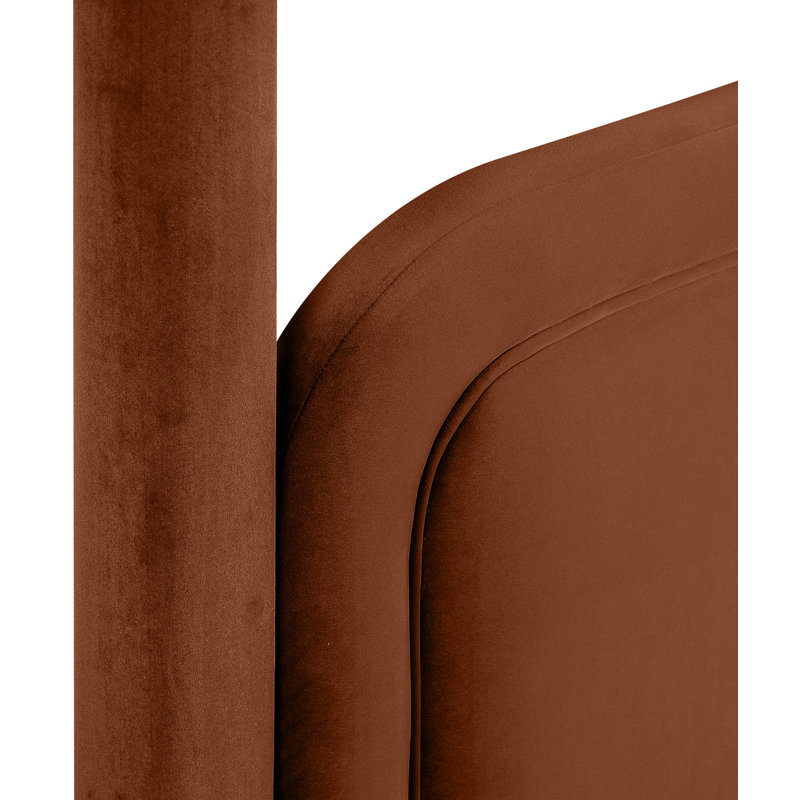 Lit tapissier Salina, Simple, Velours cognac