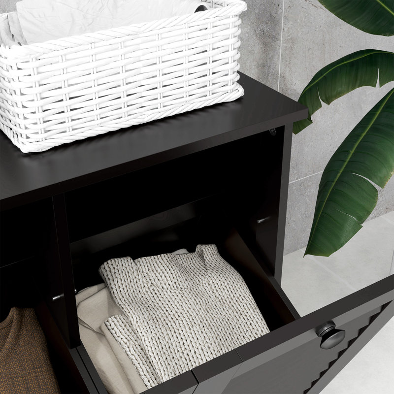 Armoire pour panier à linge Tilt Out avec 2 paniers et 2 portes, Noir, noir, noir, noir