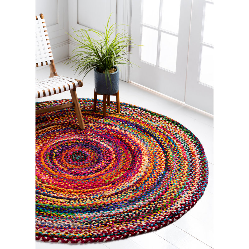 Marcantel Performance Cotton Abstract Indoor Rug, Round 3'3"