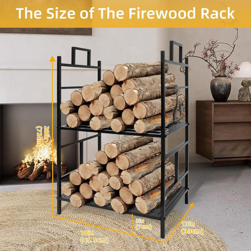 Support extérieur en bois de chauffage à deux couches antirouille