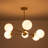 39" Mid-Century Modern 6 - Light Sputnik Sphere Milk Glass Chandelier