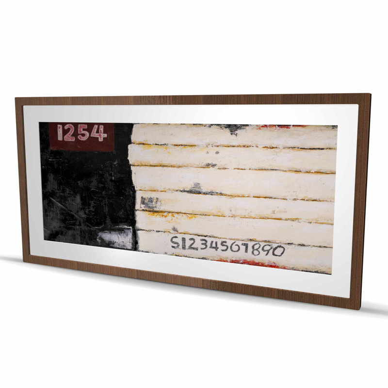 Wooden Pallet Art with Numbers - Black Pattern Framed Print