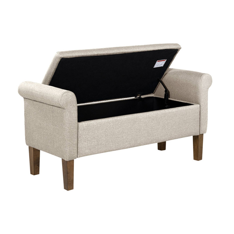 Banc de rangement rembourré Aubrey, Crème