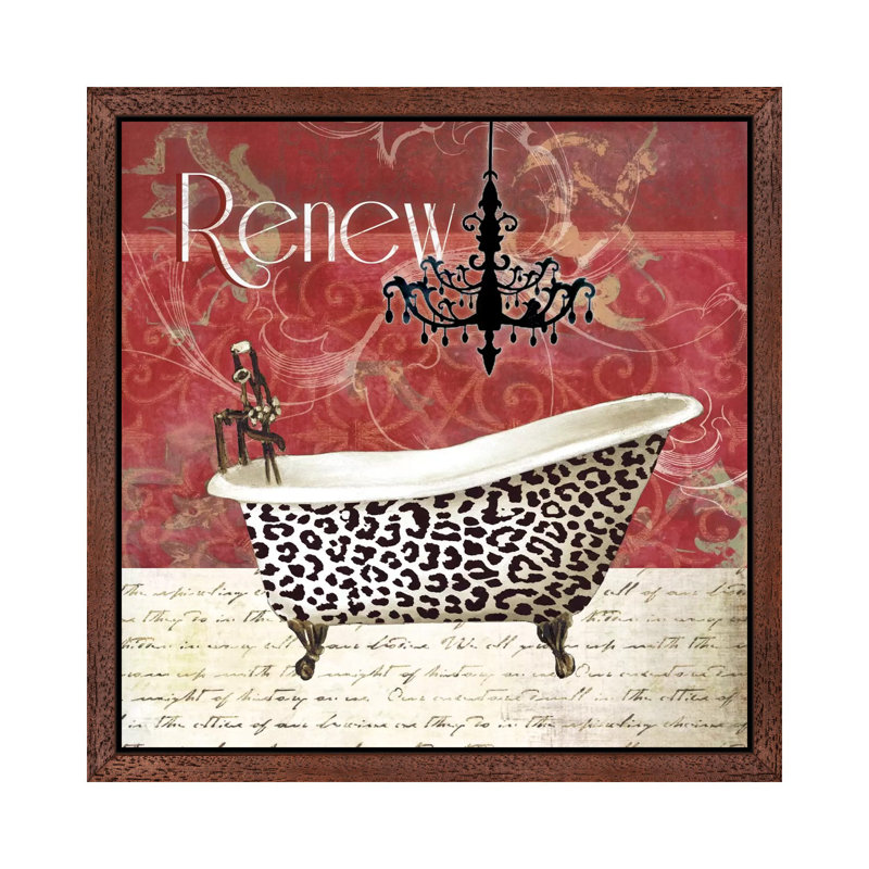 Cheetah Bath by Carol Robinson - Floater Frame Painting on Canvas, Brown, 45.72 cm H x 45.72 cm W