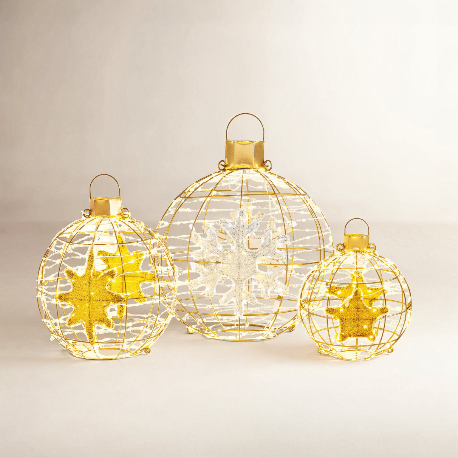 3-Piece Pre-Lit LED Lantern Ball Set