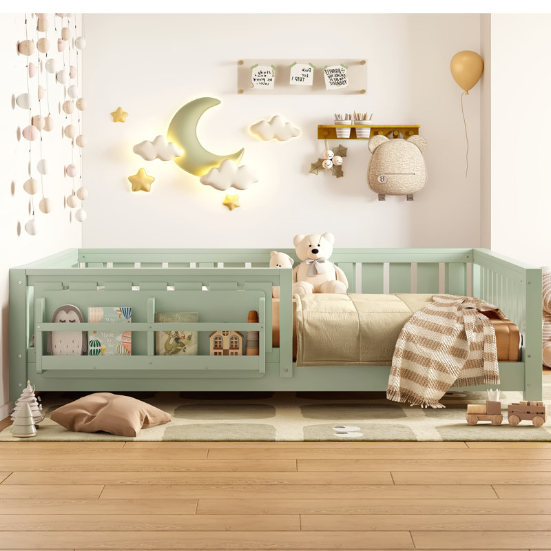 Lits doubles compacts avec bibliothèque intégrée, fabrication en bois de pin pour chambre d'enfant