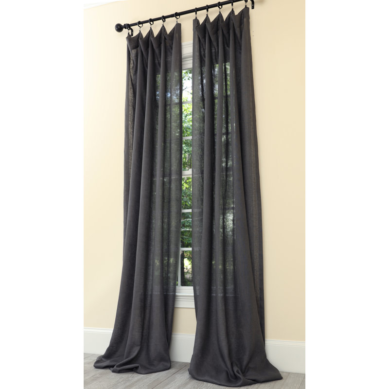 Panneau de rideau simple semi-diaphane avec passe-tringle Kazimieras Classic, l 54 po x L 108 po, Gris foncé