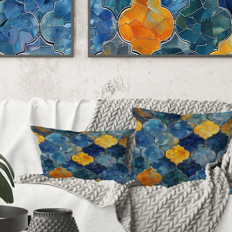 Coussin Blue Tiles I - Tiles, H 16 po x l 16 po