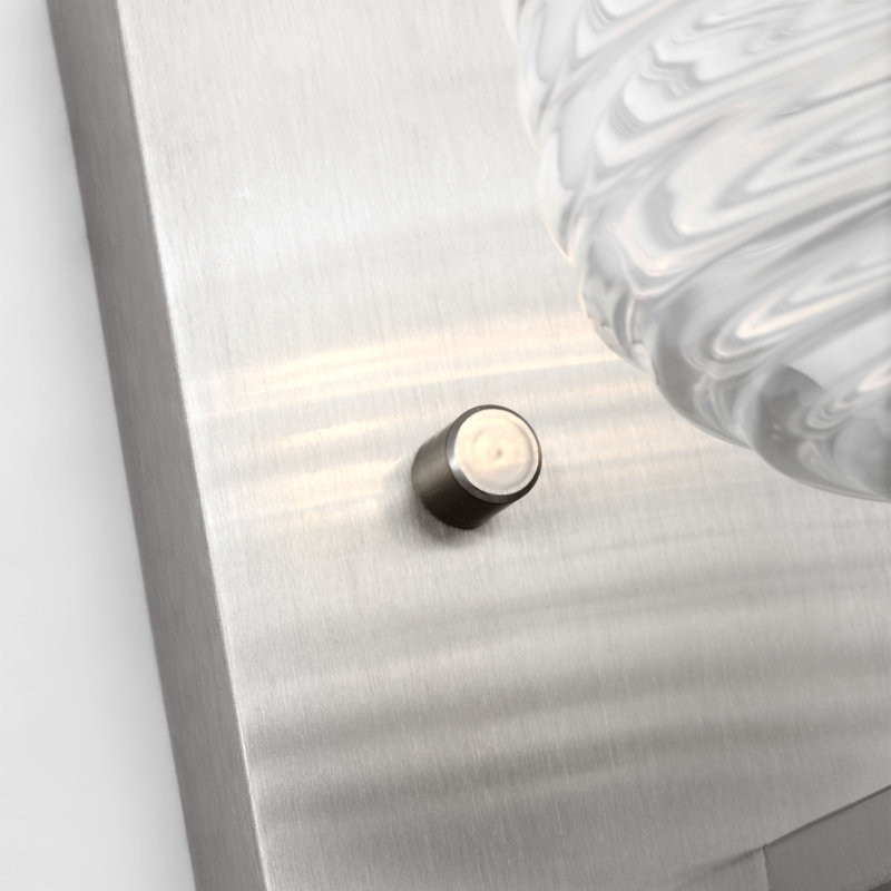 Lochdale Bathroom Bedroom Wall Fixture With Clear Ribbed Shade, 1 Light, Brushed Nickel, 6.125" H x 5.375" W x 7.875" D