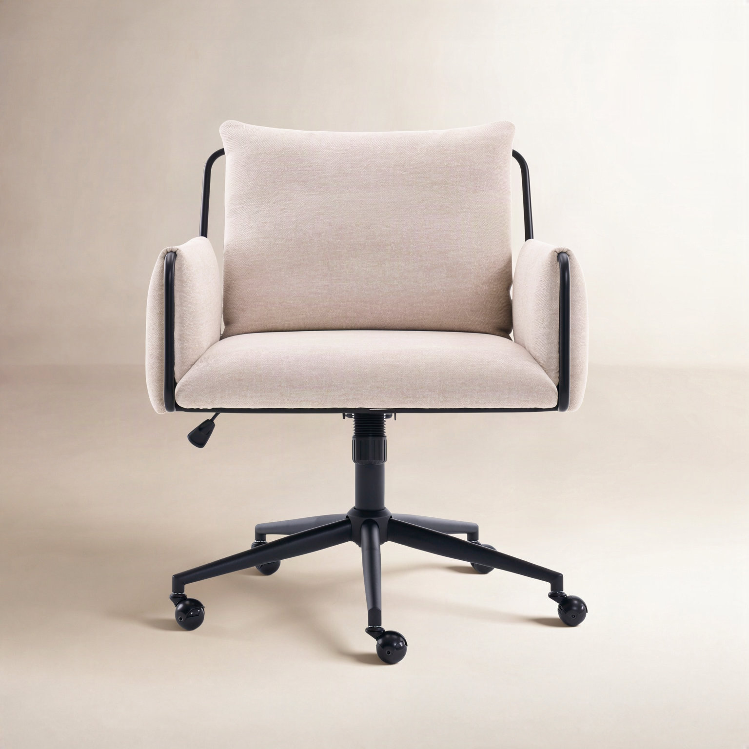 Arianna Office Chair with Lumbar Support, Beige Seat/ Black Frame