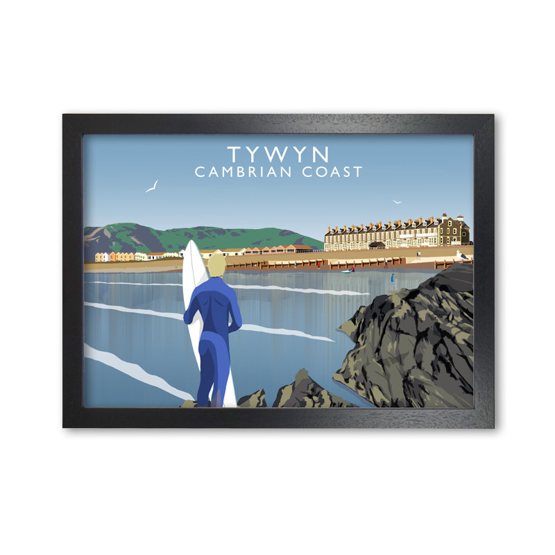 Tywyn Cambrian Coast by Richard O'Neill - Single Picture Frame Print, 594 cm H x 814 cm W, Black