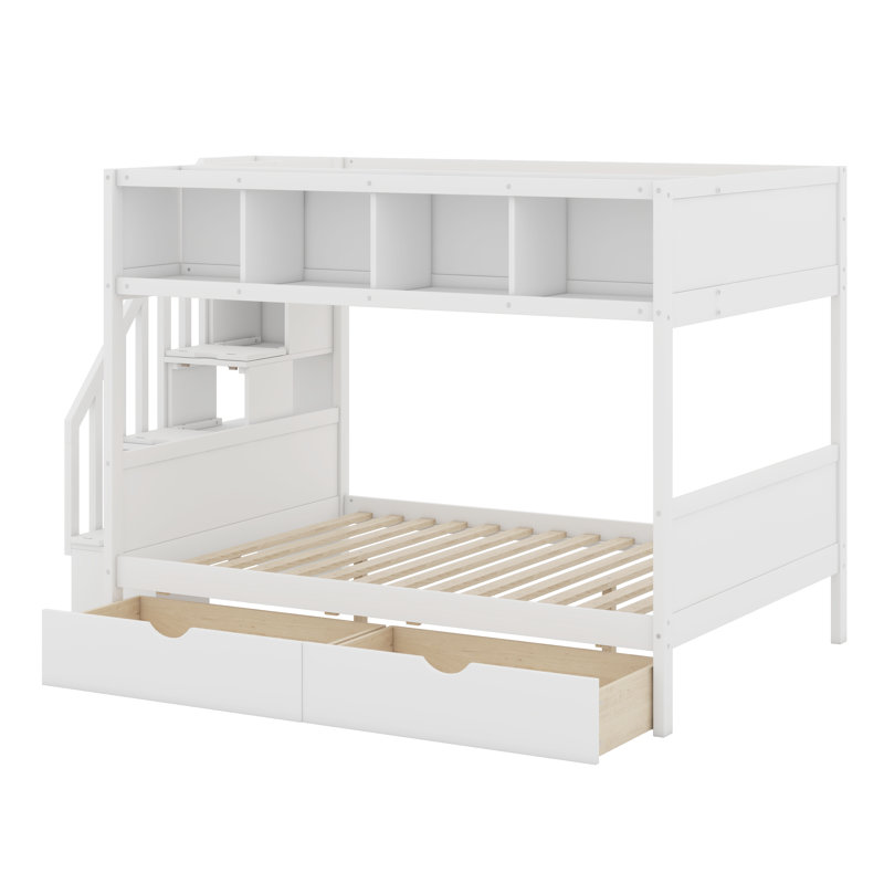 Lit superposé avec tablettes, Blanc