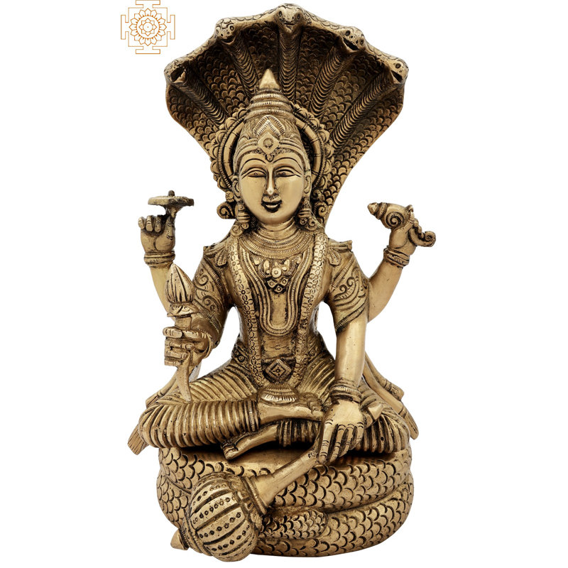 Figurine Bhawawan Vishnu assise sur un Sheshnag