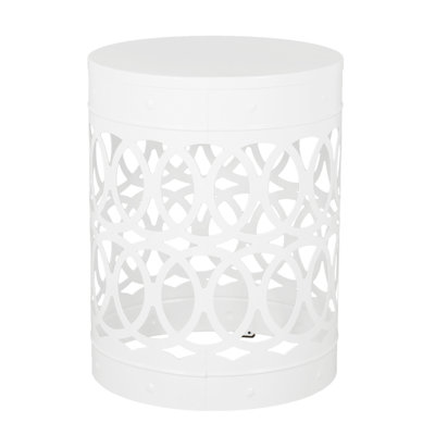Table de bout d'extérieur en métal S / 2, design moderne minimaliste, fer thermolaqué blanc, aucun assemblage requis