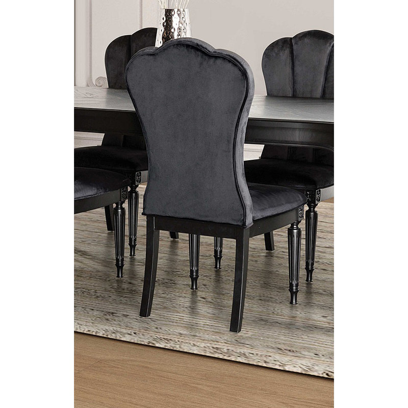 Chaise de salle à manger 2 pièces Glam Style, Noir, Noir