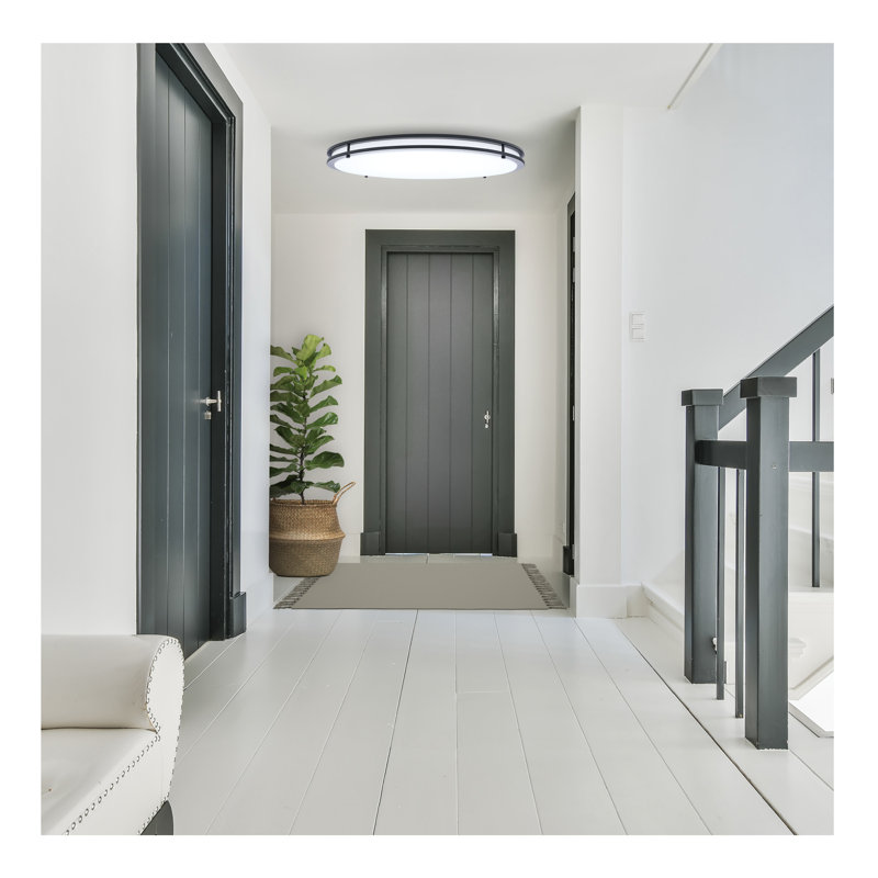 Norrine LED 24 Inch Round Flush Mount 27K/3K/35K/4K/5K CCT Selectable, Black