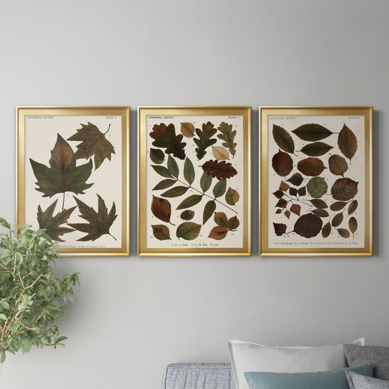 Autumnal Leaves IV - Ensemble de 3 cadres photo sur toile, Doré, H 22,5 po x l 91,5 po x P 1,5 po