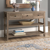 Console Nibbi 47 "avec structure et pieds en bois, 3 tiroirs et 2 tablettes ouvertes gris