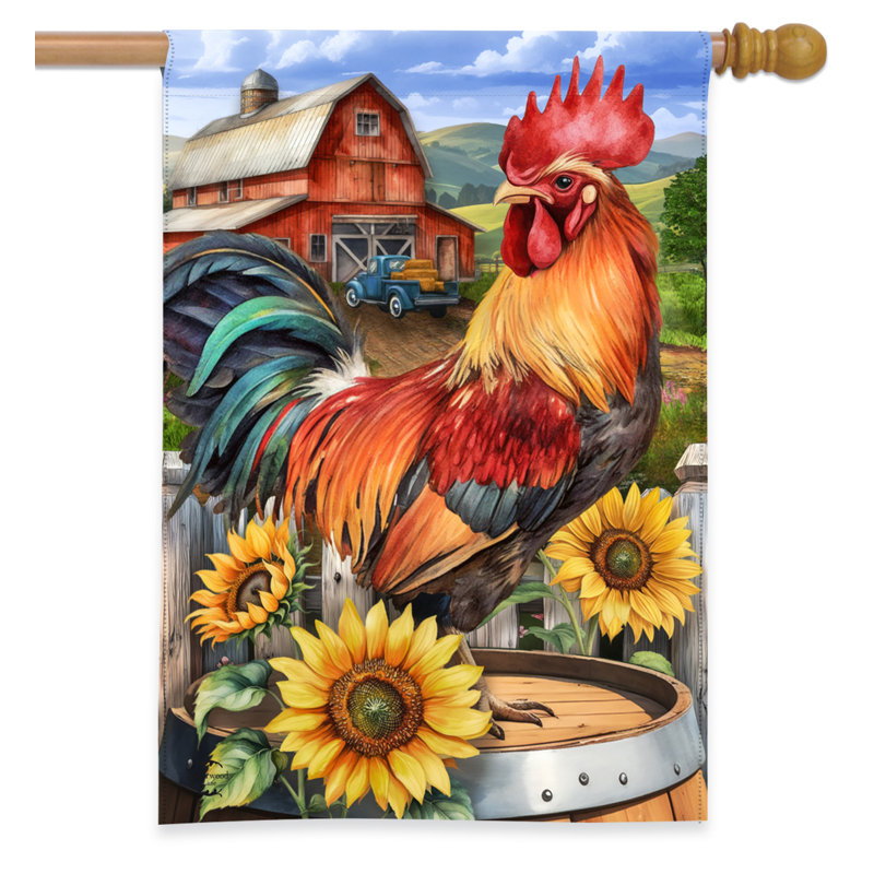 Farmyard Rooster House Flag