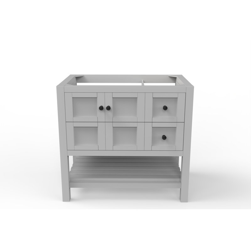 Base de meuble-lavabo simple 35 po Venice, Gris/noir