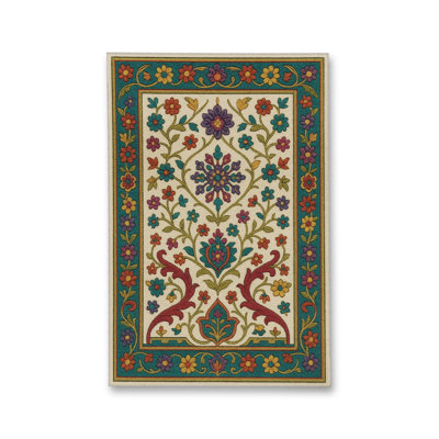 Tapis bleu tissé lavable rétro Mosso
