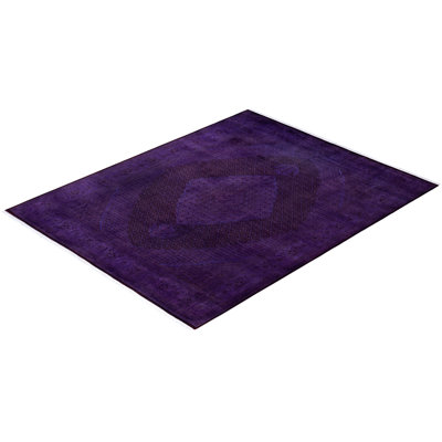 Overdyed Hand-Knotted Wool Modern-Contemporary Purple Area Rug 8' 2" x 10' 4"