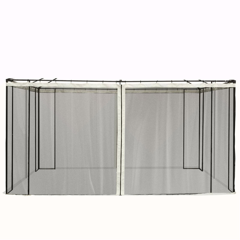 Outsunny 10' X 13' Replacement Mesh Sidewall Netting For Patio Gazebos And Canopy Tents With Zippers (Sidewall Only), White