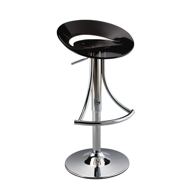 Chaise de bar à hauteur réglable en métal noir et argent et en plastique robuste
