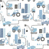 Tiny Tots 2 Contruction Trucks Design 33' L x 21" W Wallpaper Roll
