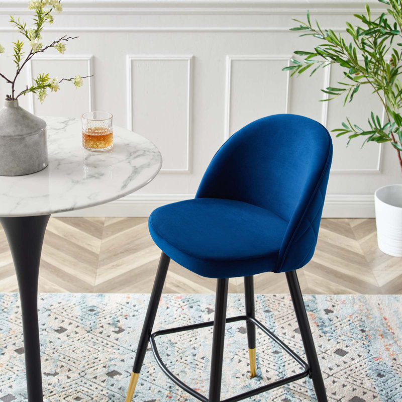 Ensemble de 2 tabourets de bar en velours Cordial Performance, Marine