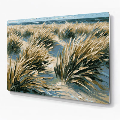 Art mural en métal beige à motif de dunes côtières