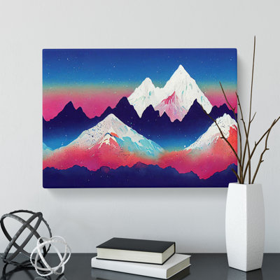 Stellar Painted Mountains Abstract - Wrapped Canvas