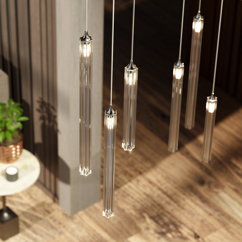 Krystal 3-Light Flute Shape Glass Pendant, Matte Black