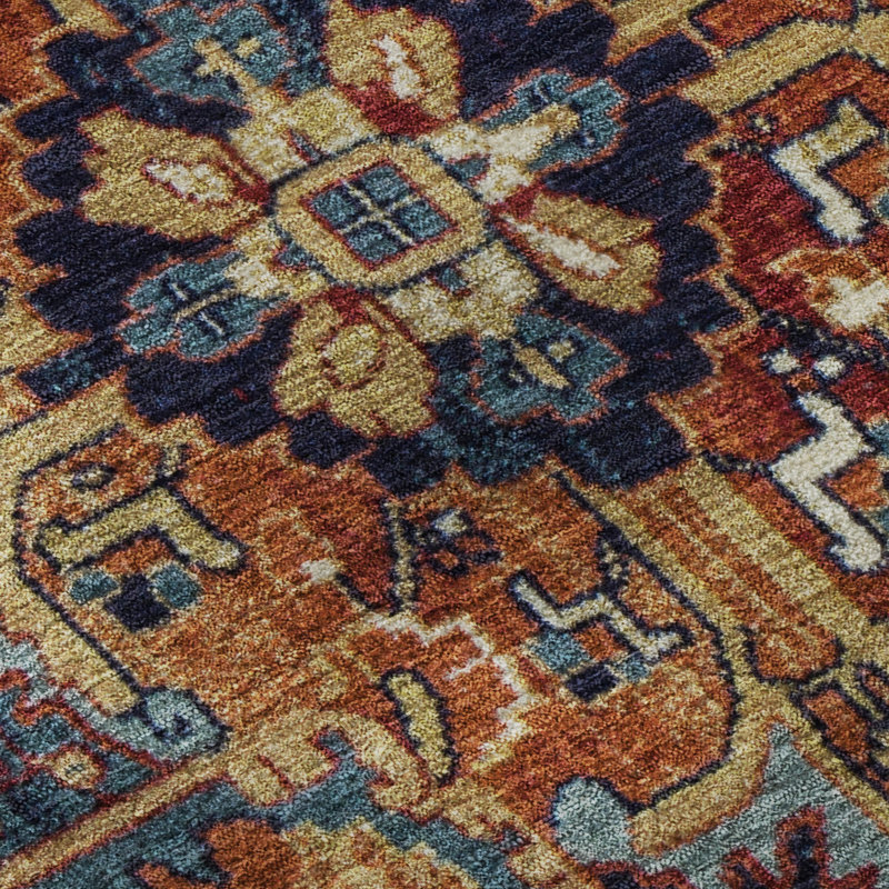Premium Machine Washable Cerrito AMF570 Paprika Rug, Rectangle 3' x 5'