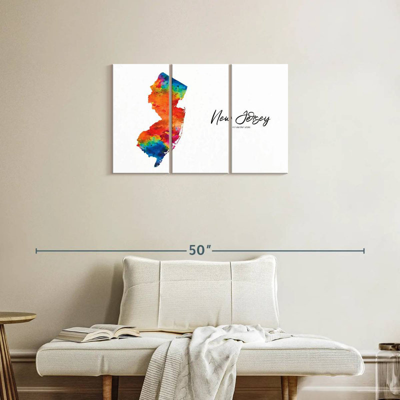 Aliaz Garden State New Jersey Map, 20" H x 33" W