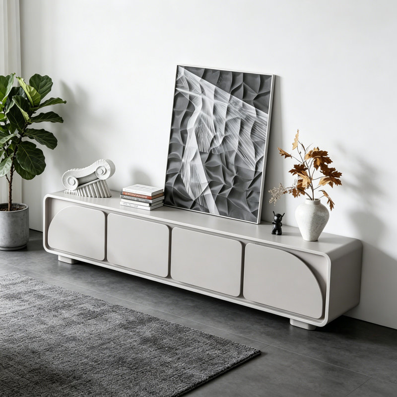 Meuble télé simple de style crème gris
