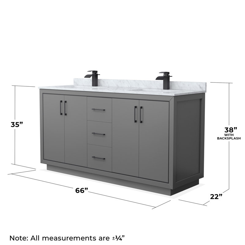 Icon 72" Double Bathroom Vanity Set, Brushed Nickel, White, 66"